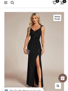 Ever Pretty Black Sparkle One-Shoulder Evening Dress